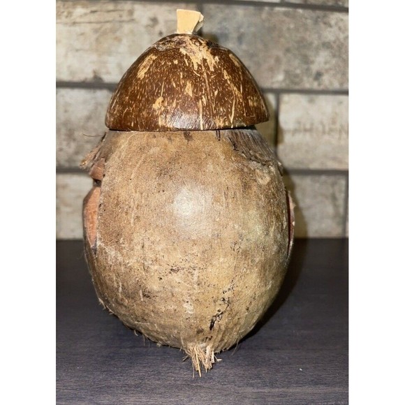 Vintage Hawaii Souvenir Coconut Monkey Coin Bank Home Decor - Picture 4 of 6